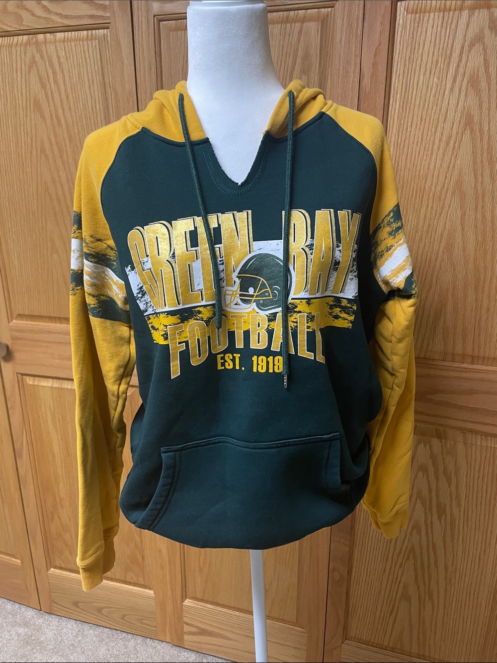 Green and Gold Pullover Hoodie - Green Bay Football Graphic
